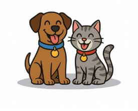 Cartoon Cat and Dog
